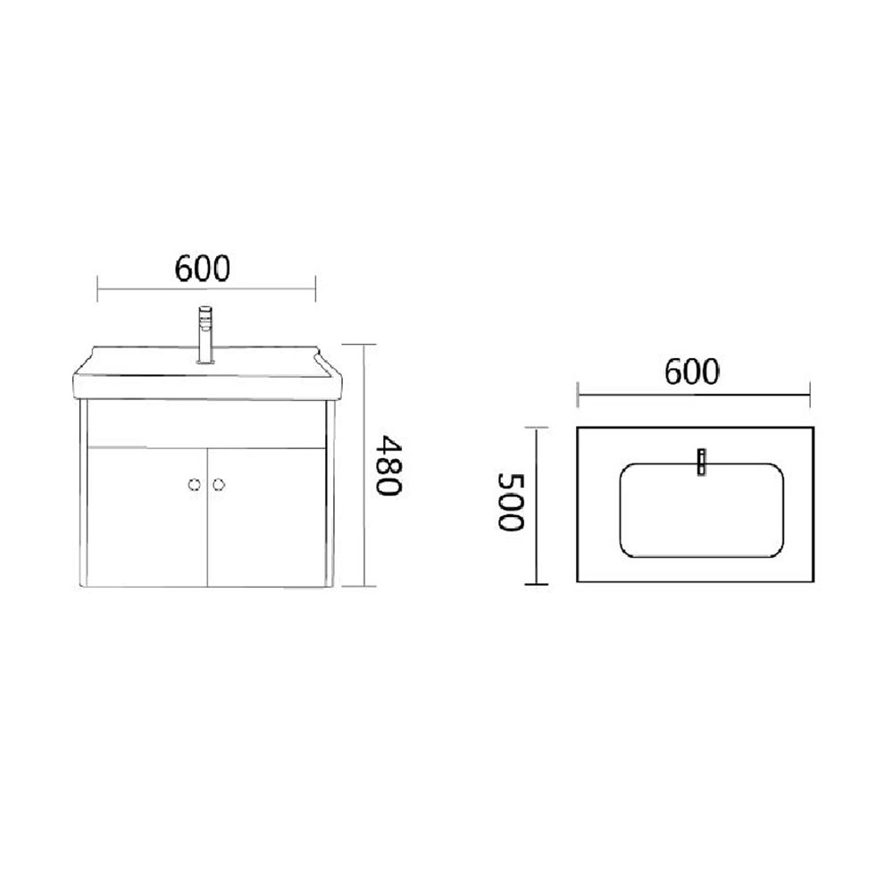 SORENTO COUNTER WASHBASIN SRTBF11606 W60XD50XH40 CM WHITE