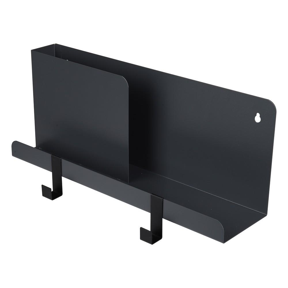 WALL SHELF WITH 2 HOOKS STACKO 40X10X16CM GREY