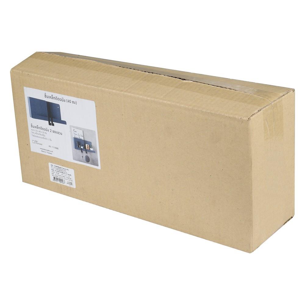 WALL SHELF WITH 2 HOOKS STACKO 40X10X16CM GREY