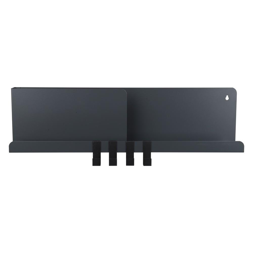 WALL SHELF WITH 4 HOOKS STACKO 60X10X16CM GREY