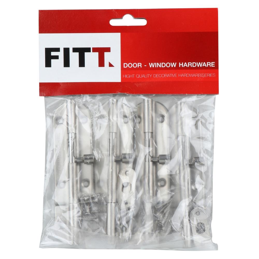 DOOR BOLT FITT 4IN STAINLESS STEEL 4EA/PACK
