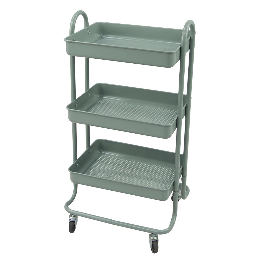 3 TIER SHELVES WITH WHEELS STACKO ST25346 46X39.5X87CM ICEBERG GREEN