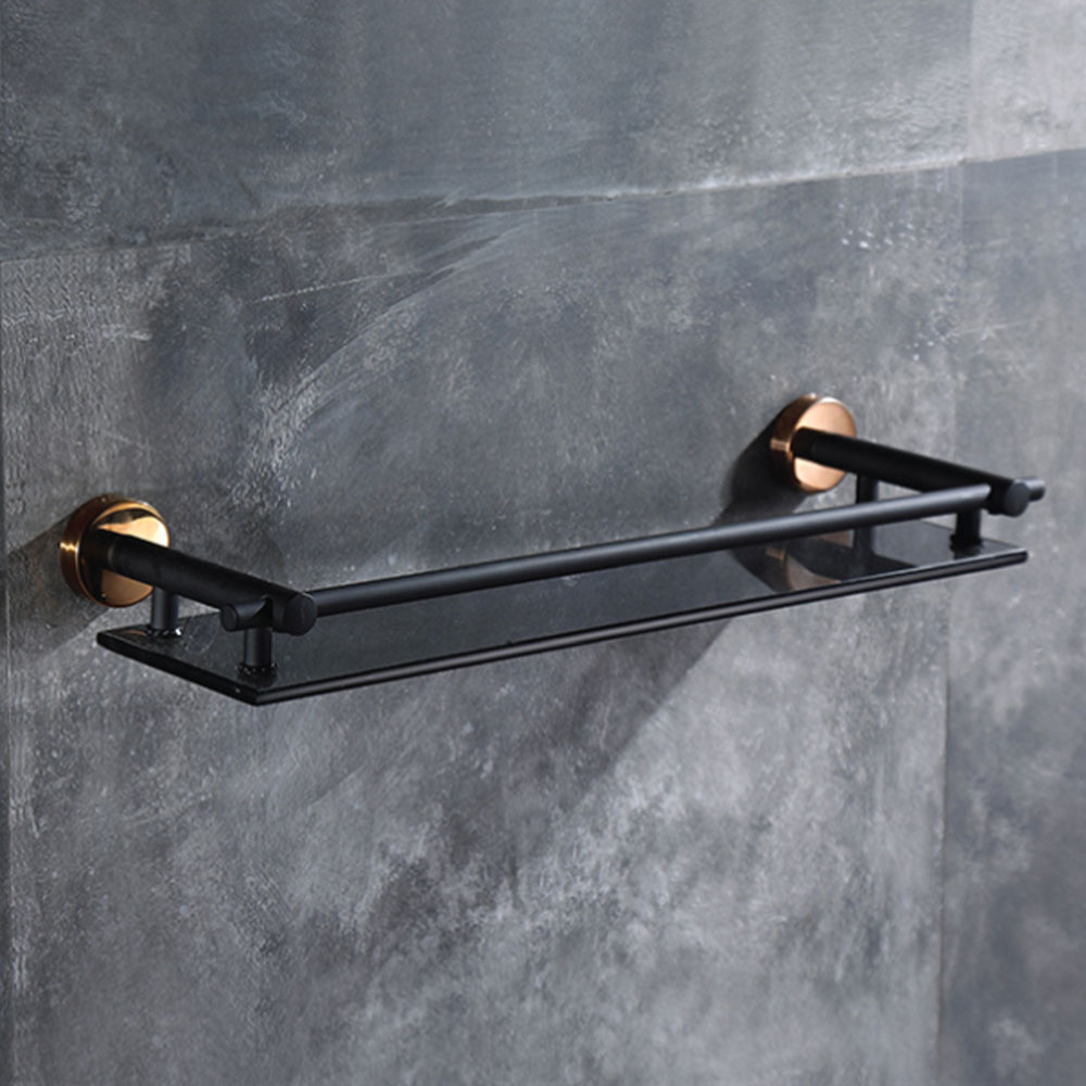 SORENTO GLASS SHELF 1 TIER SRT7907-RG W49.5XD13XH5 CM BLACK