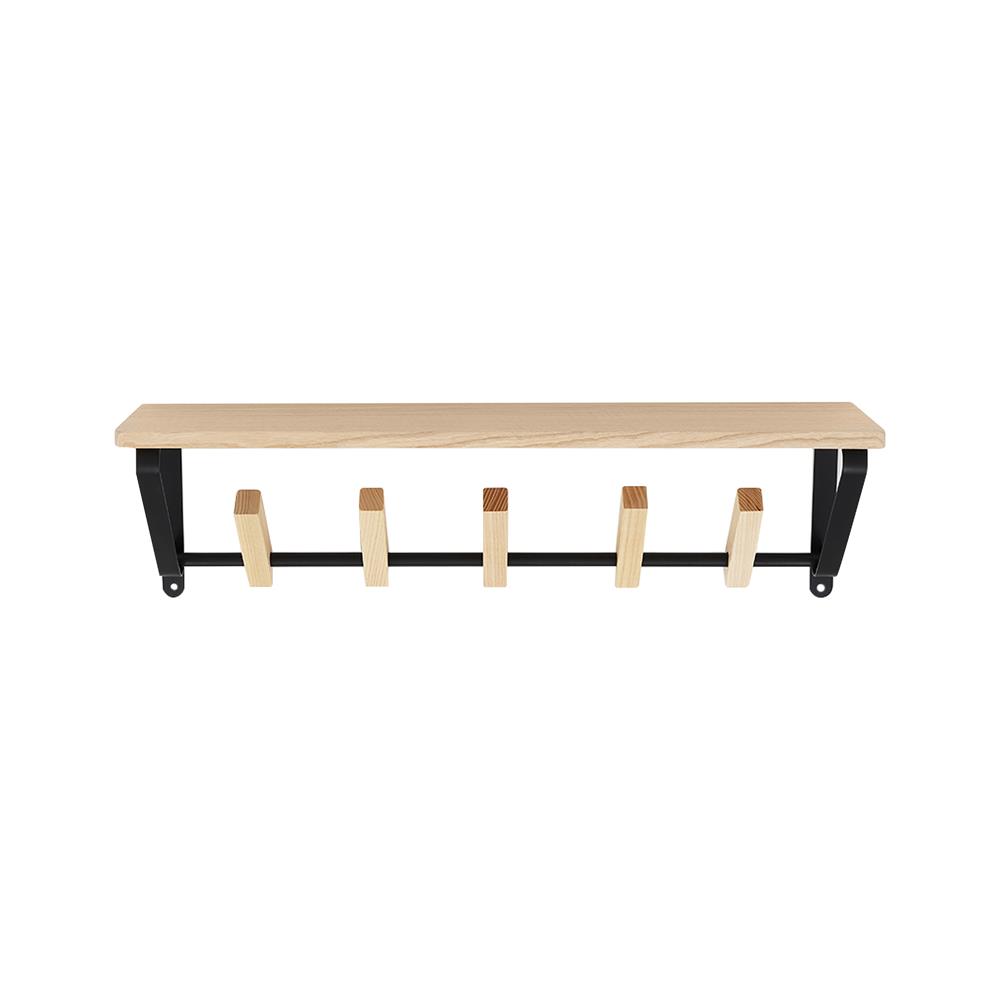 WALL SHELF WITH HOOKS STACKO NATURE 60X13X17CM NATURAL