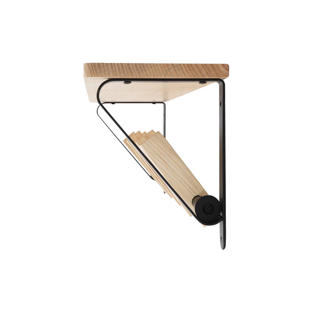 WALL SHELF WITH HOOKS STACKO NATURE 60X13X17CM NATURAL