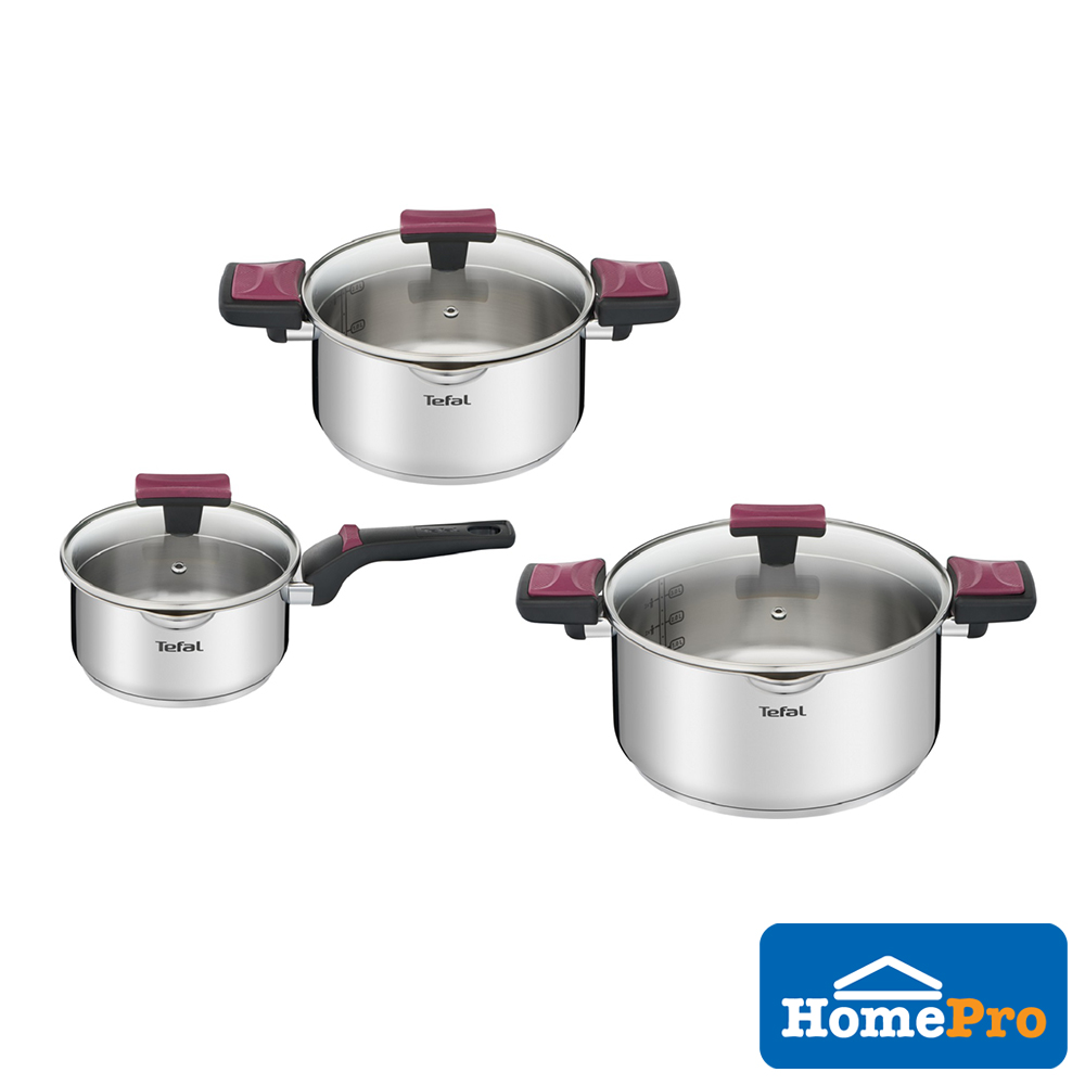 TEFAL COOKWARE SET COOK&CLIP STAINLESS STEEL G723S6