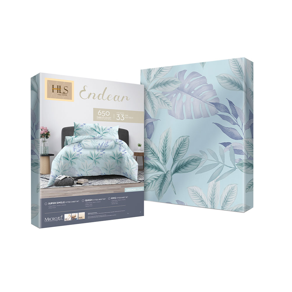 HOMEPRO HLS BEDSHEET SET 4PCS ENDEAR2 MICROFIBER 100GSM 650TC QUEEN LIGHTBLUE