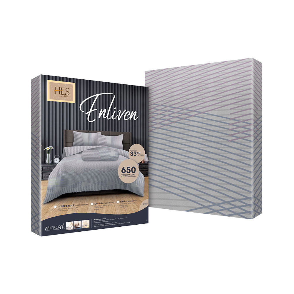 HOMEPRO HLS BEDSHEET SET 4PCS ENLIVEN2 MICROFIBER 100GSM 650TC KING GREY