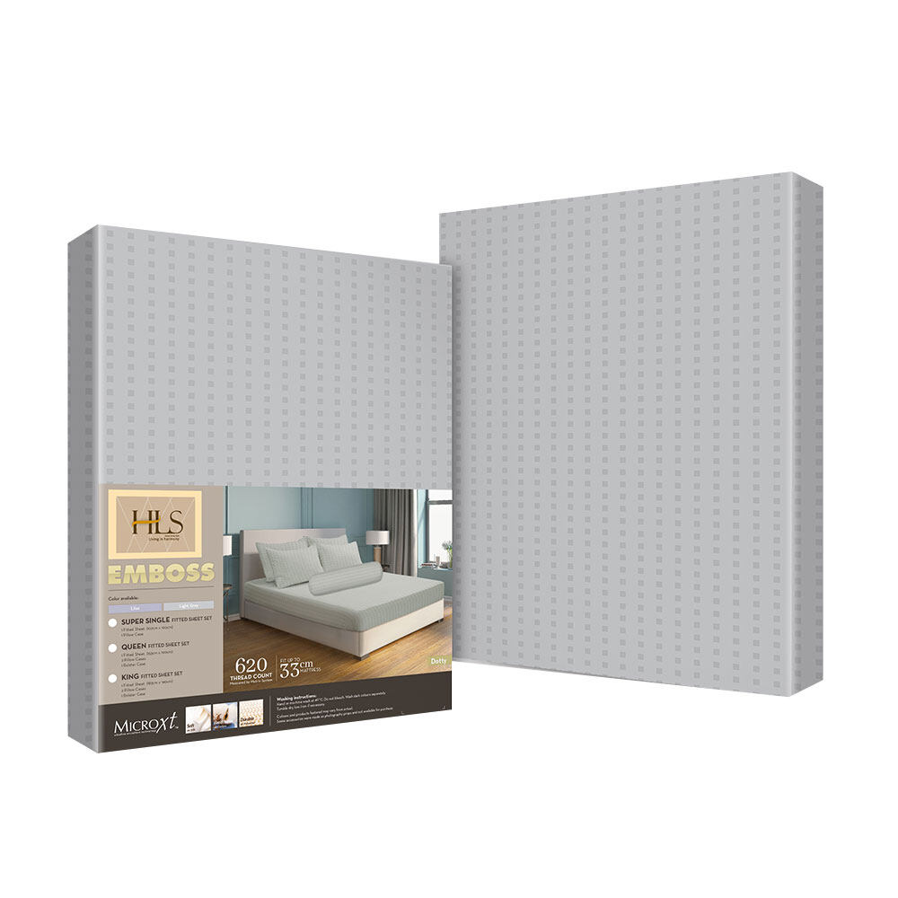 HOMEPRO HLS BEDSHEET SET 4PCS EMBOSS3 MICROFIBER 85GSM 620TC KING LIGHTGREY