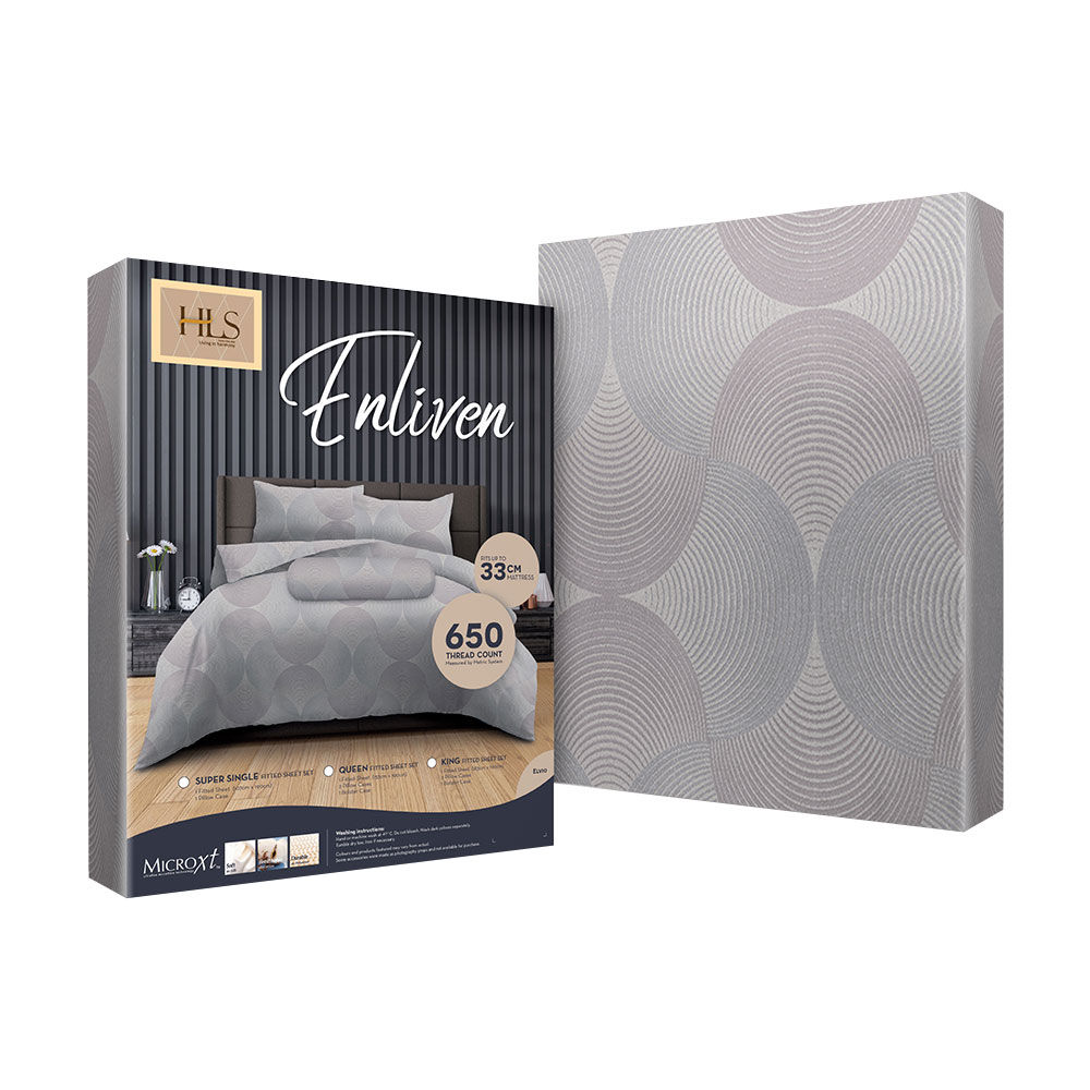 HOMEPRO HLS BEDSHEET SET 4PCS ENLIVEN1 MICROFIBER 100GSM 650TC QUEEN GREY