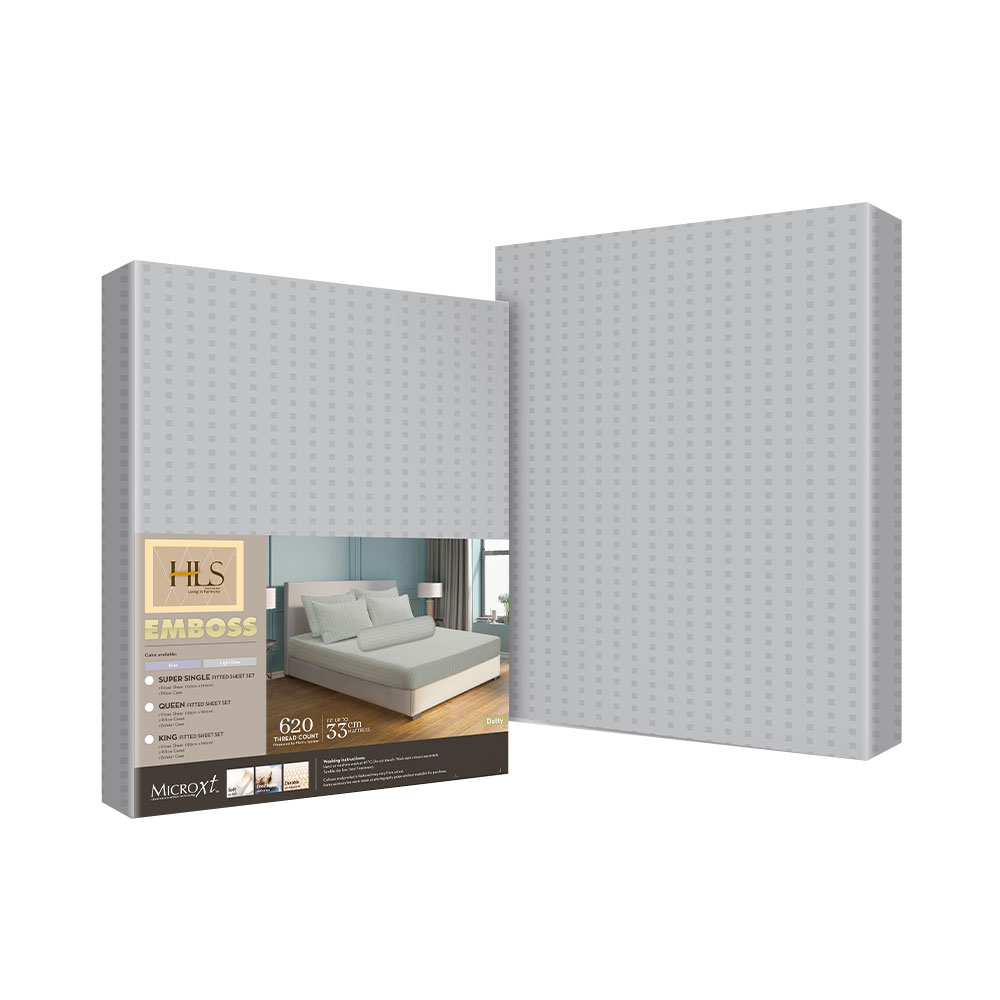 HOMEPRO HLS BEDSHEET SET 4PCS EMBOSS3 MICROFIBER 85GSM 620TC QUEEN LIGHTGREY