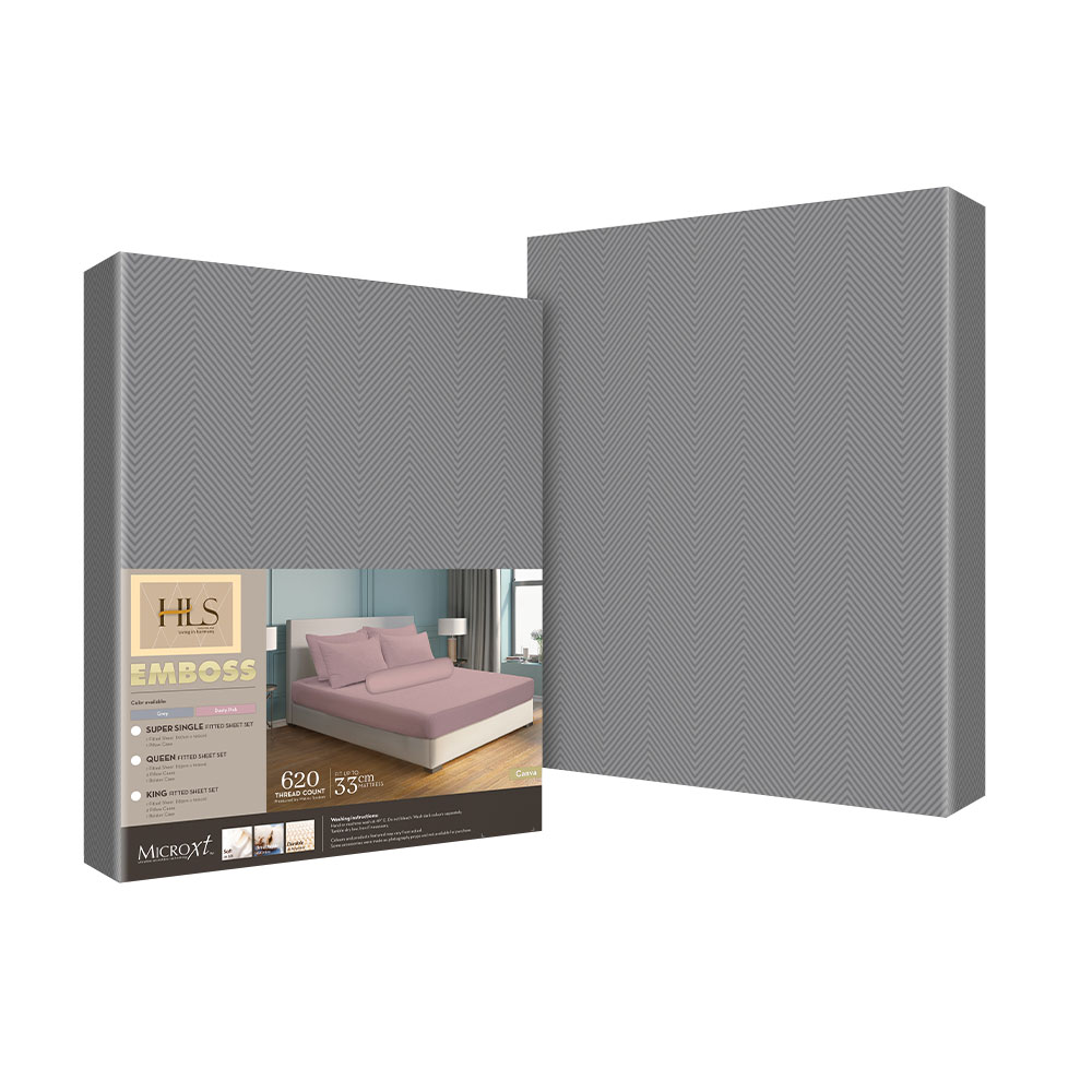 HOMEPRO HLS BEDSHEET SET 4PCS EMBOSS1 MICROFIBER 85GSM 620TC KING GREY