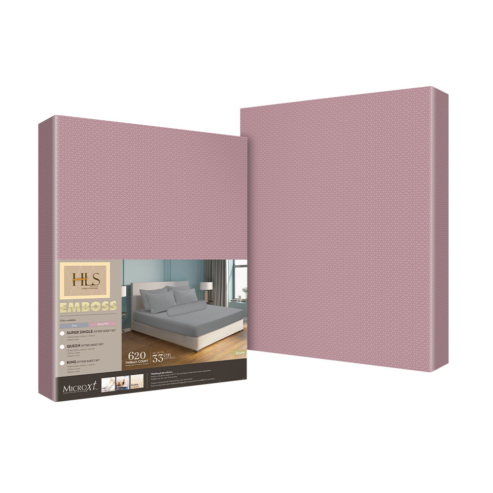 HOMEPRO HLS BEDSHEET SET 4PCS EMBOSS2 MICROFIBER 85GSM 620TC KING DUSTYPINK