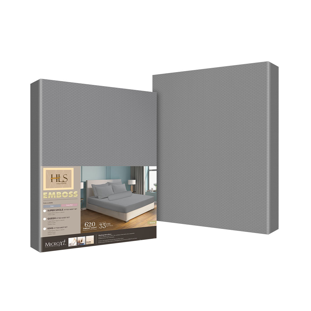 HOMEPRO HLS BEDSHEET SET 4PCS EMBOSS2 MICROFIBER 85GSM 620TC KING GREY