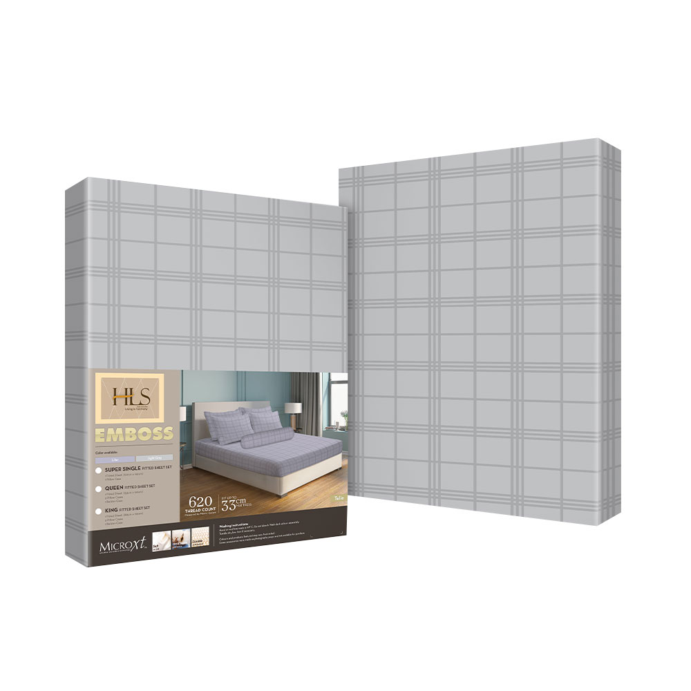 HOMEPRO HLS BEDSHEET SET 4PCS EMBOSS4 MICROFIBER 85GSM 620TC KING LIGHTGREY