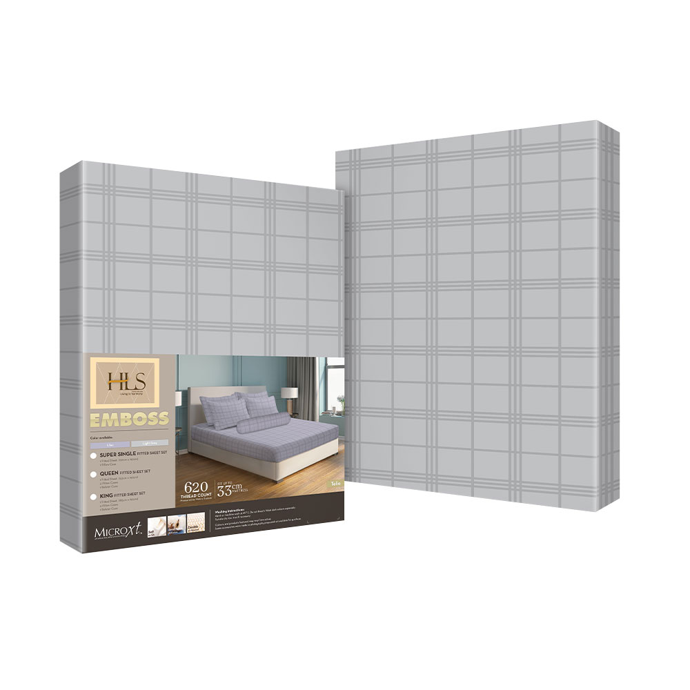 HOMEPRO HLS BEDSHEET SET 4PCS EMBOSS4 MICROFIBER 85GSM 620TC QUEEN LIGHTGREY