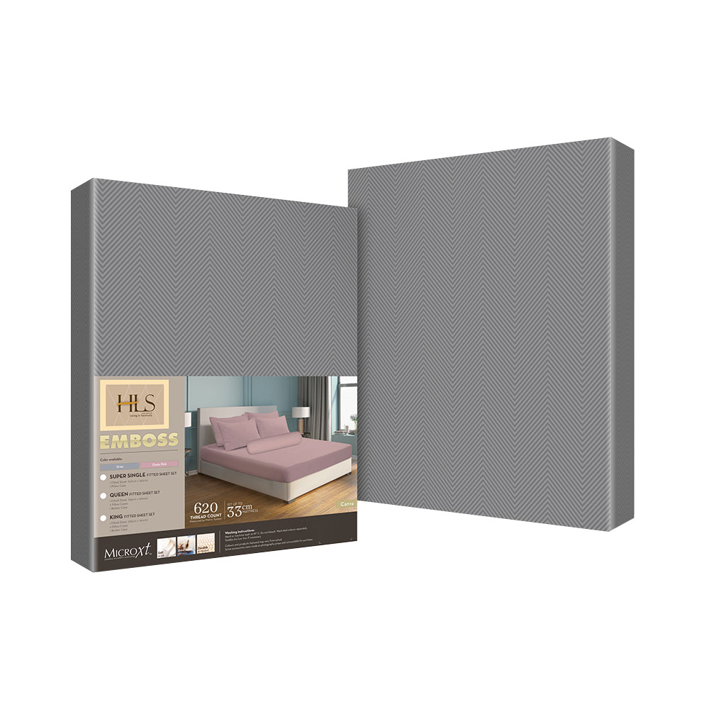 HOMEPRO HLS BEDSHEET SET 4PCS EMBOSS1 MICROFIBER 85GSM 620TC QUEEN GREY