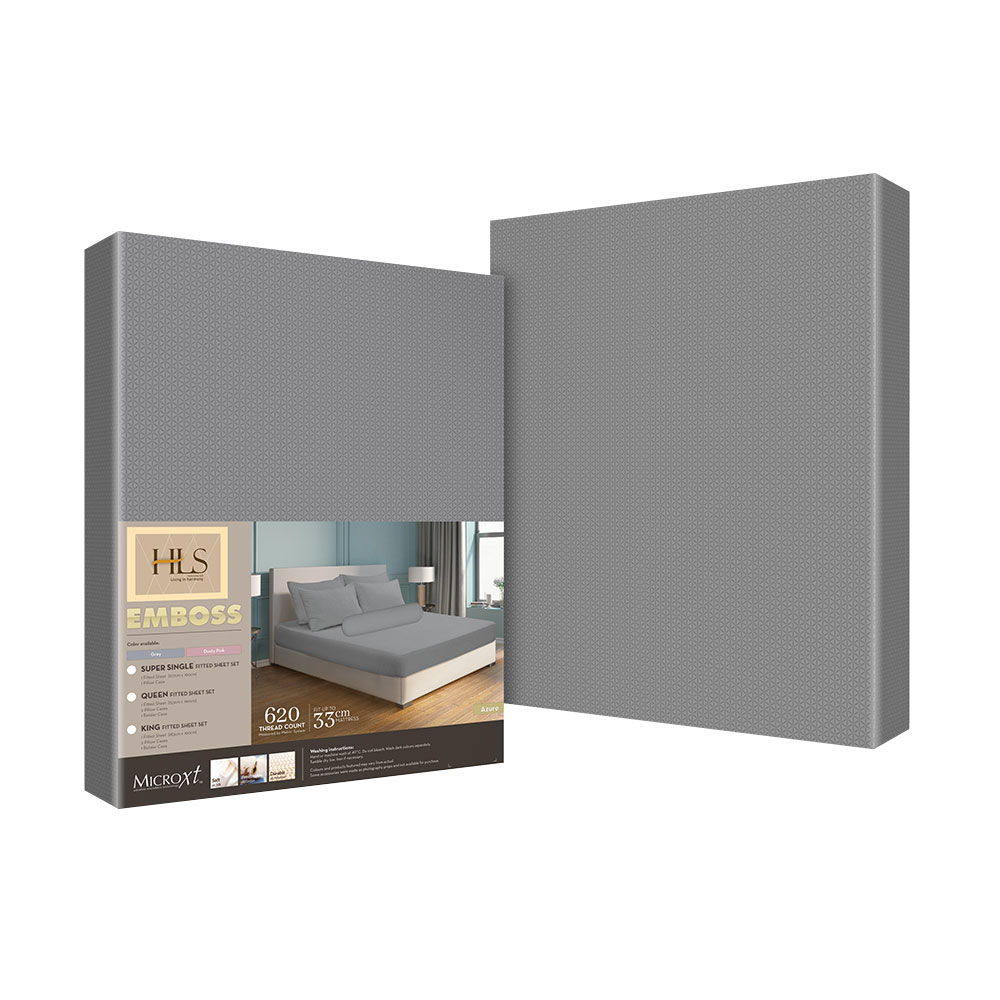 HOMEPRO HLS BEDSHEET SET 4PCS EMBOSS2 MICROFIBER 85GSM 620TC QUEEN GREY