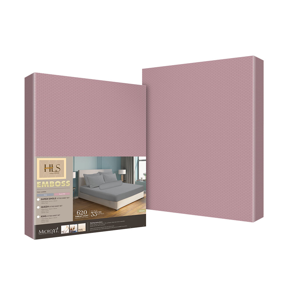 HOMEPRO HLS BEDSHEET SET 4PCS EMBOSS2 MICROFIBER 85GSM 620TC QUEEN DUSTYPINK