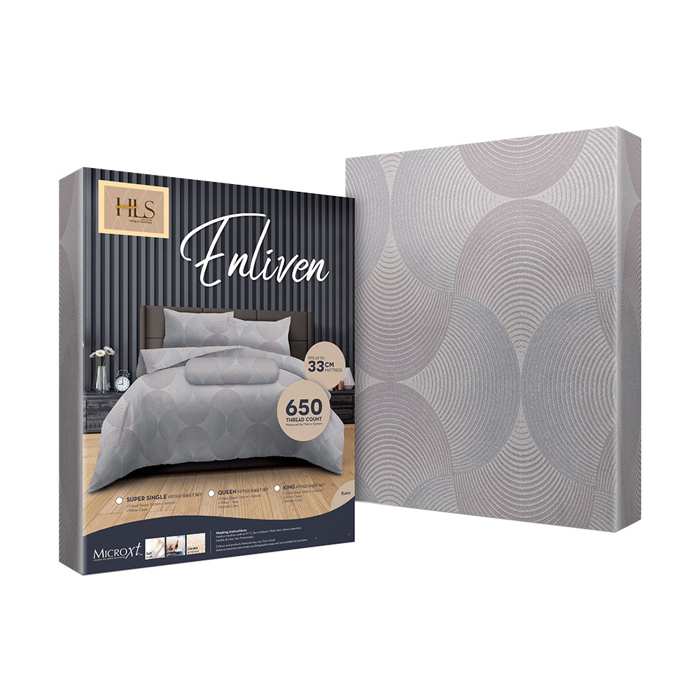 HOMEPRO HLS BEDSHEET SET 4PCS ENLIVEN1 MICROFIBER 100GSM 650TC KING GREY