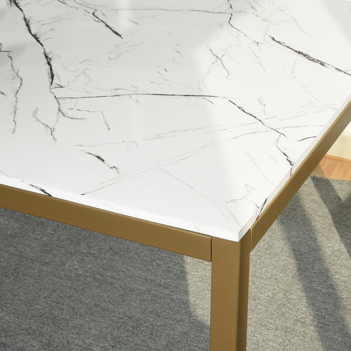 DINING TABLE MARBLE W150XD90XH75 CM WHITEGOLD