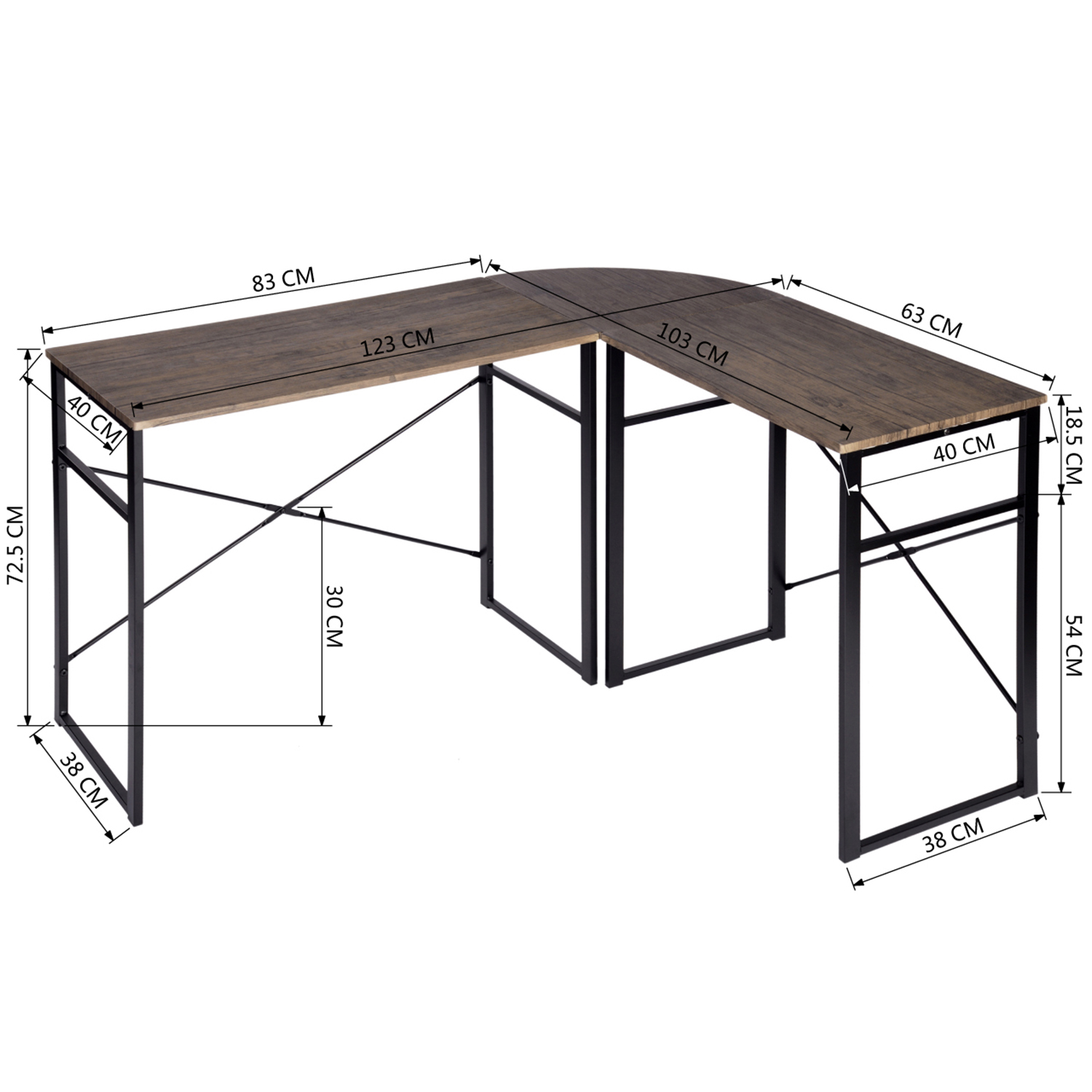 OFFICE TABLE L SHAPE BELSON W123XD103XH72 CM BLACK