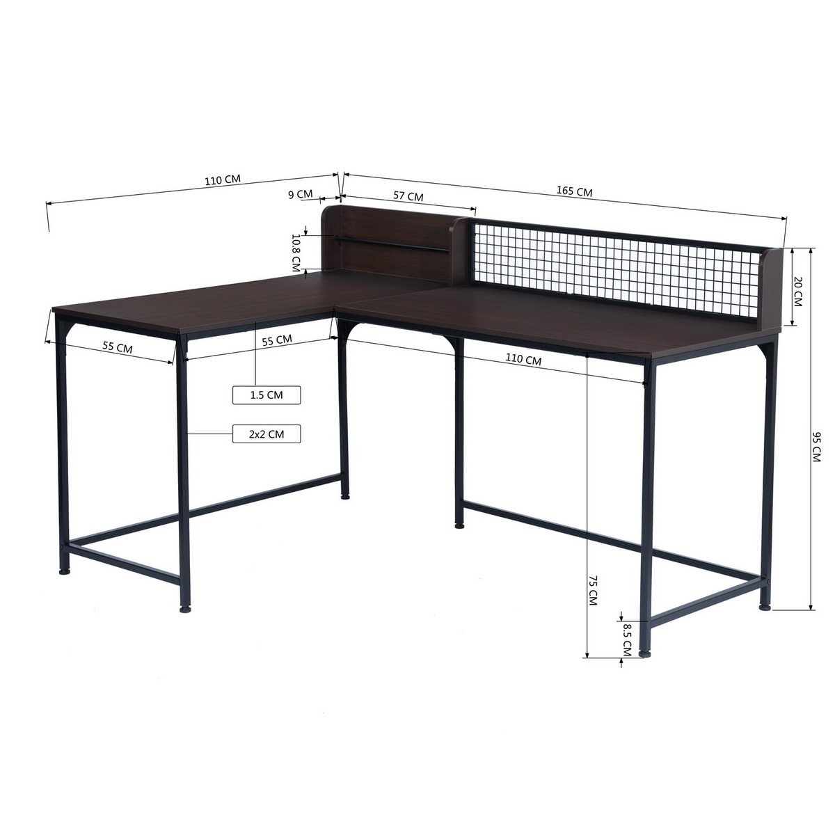 OFFICE TABLE ROGER W165XD110XH95 CM WALNUT