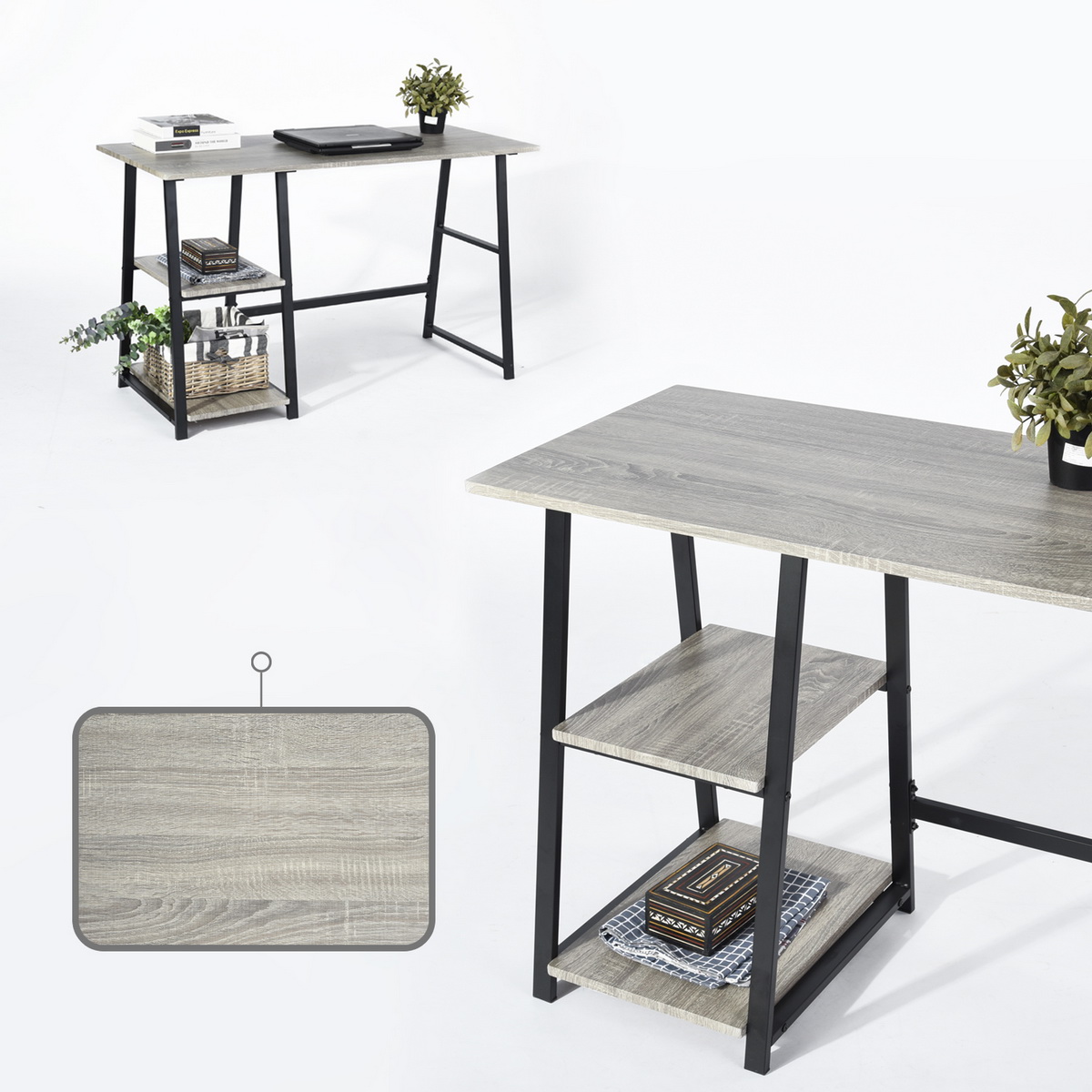 OFFICE TABLE MCGHEE DK PLUS W120XD50XH74 CM GREY