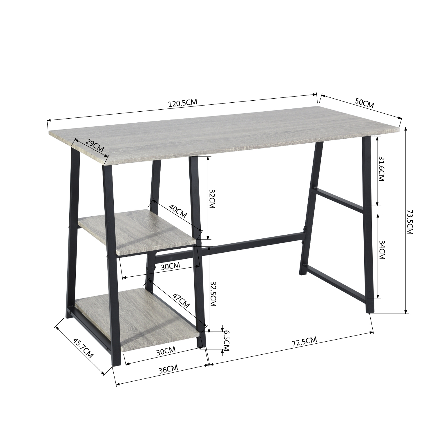 OFFICE TABLE MCGHEE DK PLUS W120XD50XH74 CM GREY