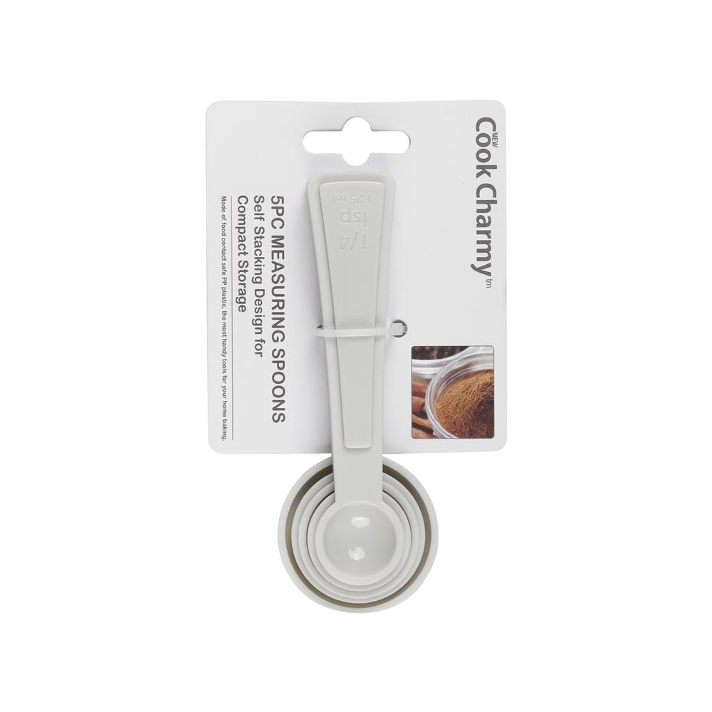 PLASTIC MEASURING SPOON SET COOK CHARMY GREY PACK5