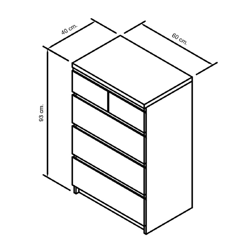 5-DRAWER UNIT FURDINI FINN WHITE OAK/GREY