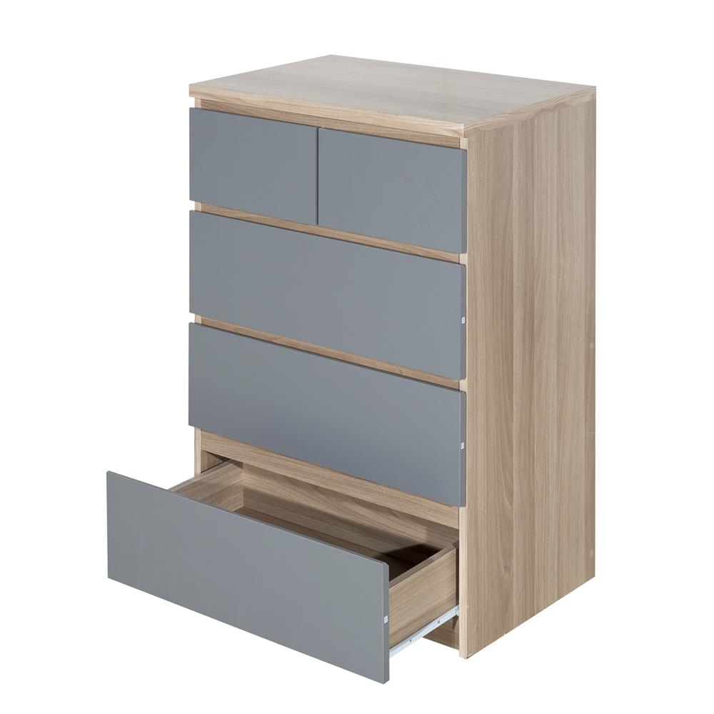 5-DRAWER UNIT FURDINI FINN WHITE OAK/GREY
