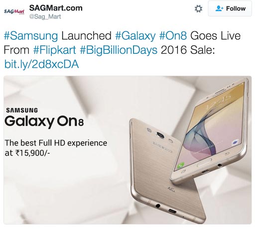 Flipkart set to launch Samsung Galaxy On8