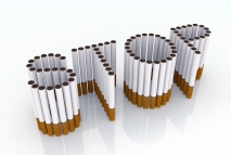 In this picture the word STOP is formed out of cigarettes.