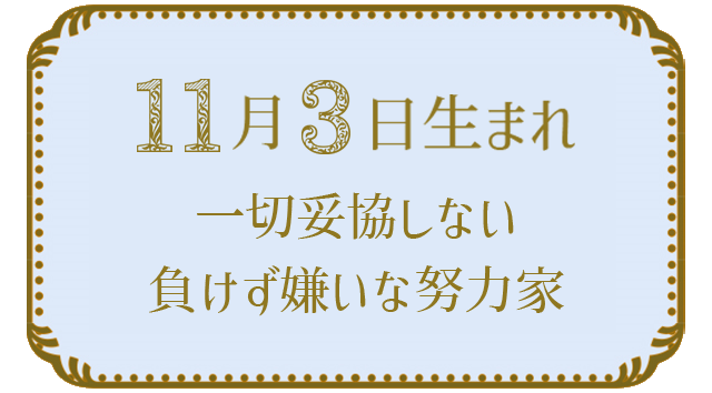 11月3日生まれの人の特徴｜真木あかりの365日の誕生日占いで性格・運勢、相性の良い誕生日を鑑定