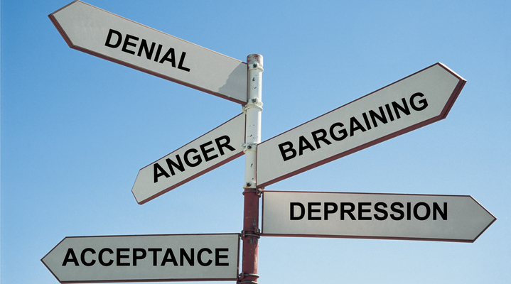 Progress through the stages of grief