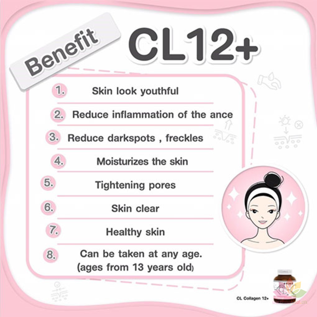 Viên uống trị mụn trắng da CL Collagen Prime Plus Thái Lan ảnh 2