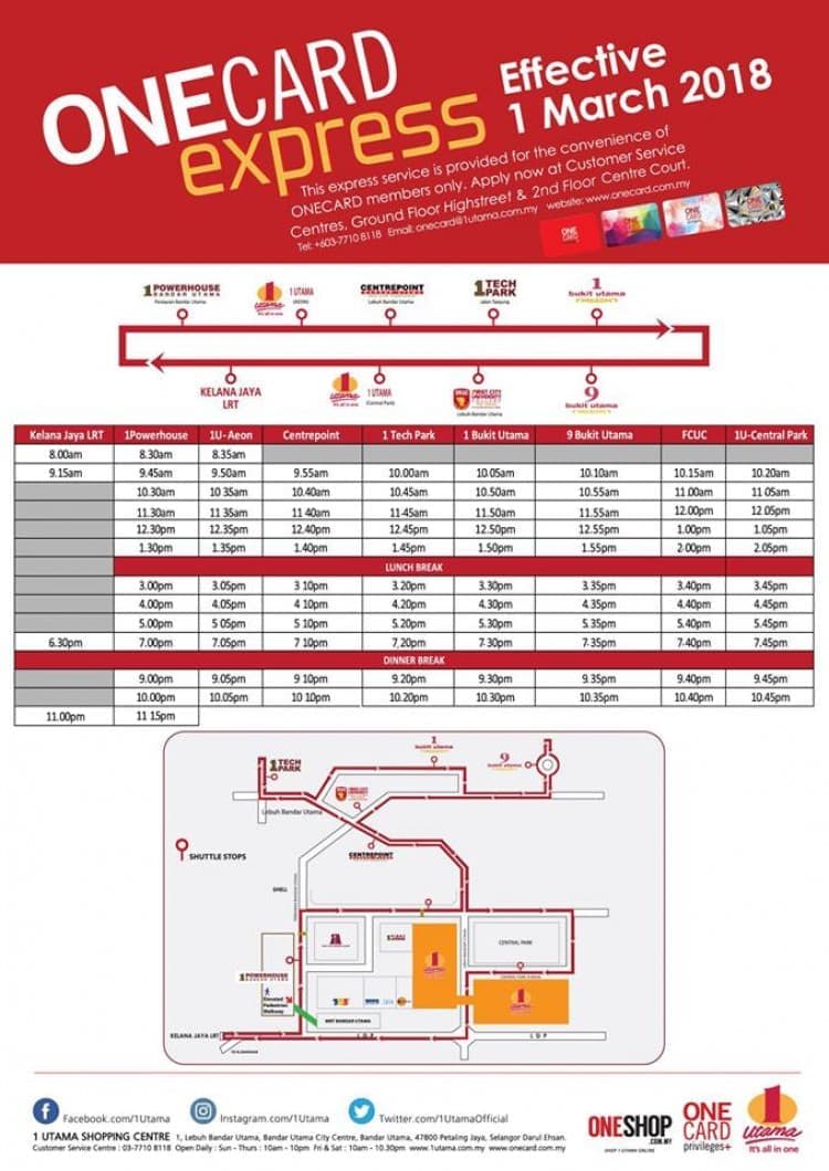 New Schedule for ONECARD Express Free Shuttle Service | LoopMe Malaysia