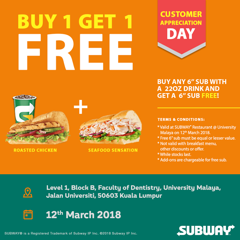 subway customer appreciation day loopme malaysia subway flyer