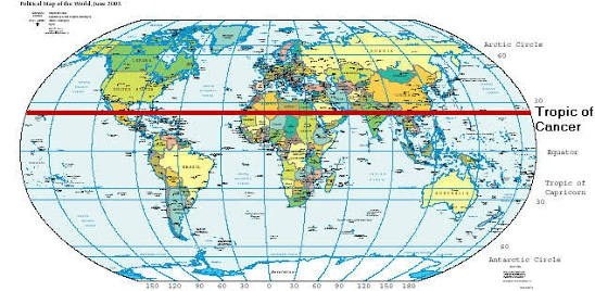 The Tropic of cancer does not pass through | World Geography Questions ...