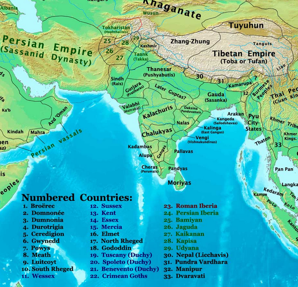 The changing map of India from 1 AD to the 20th century