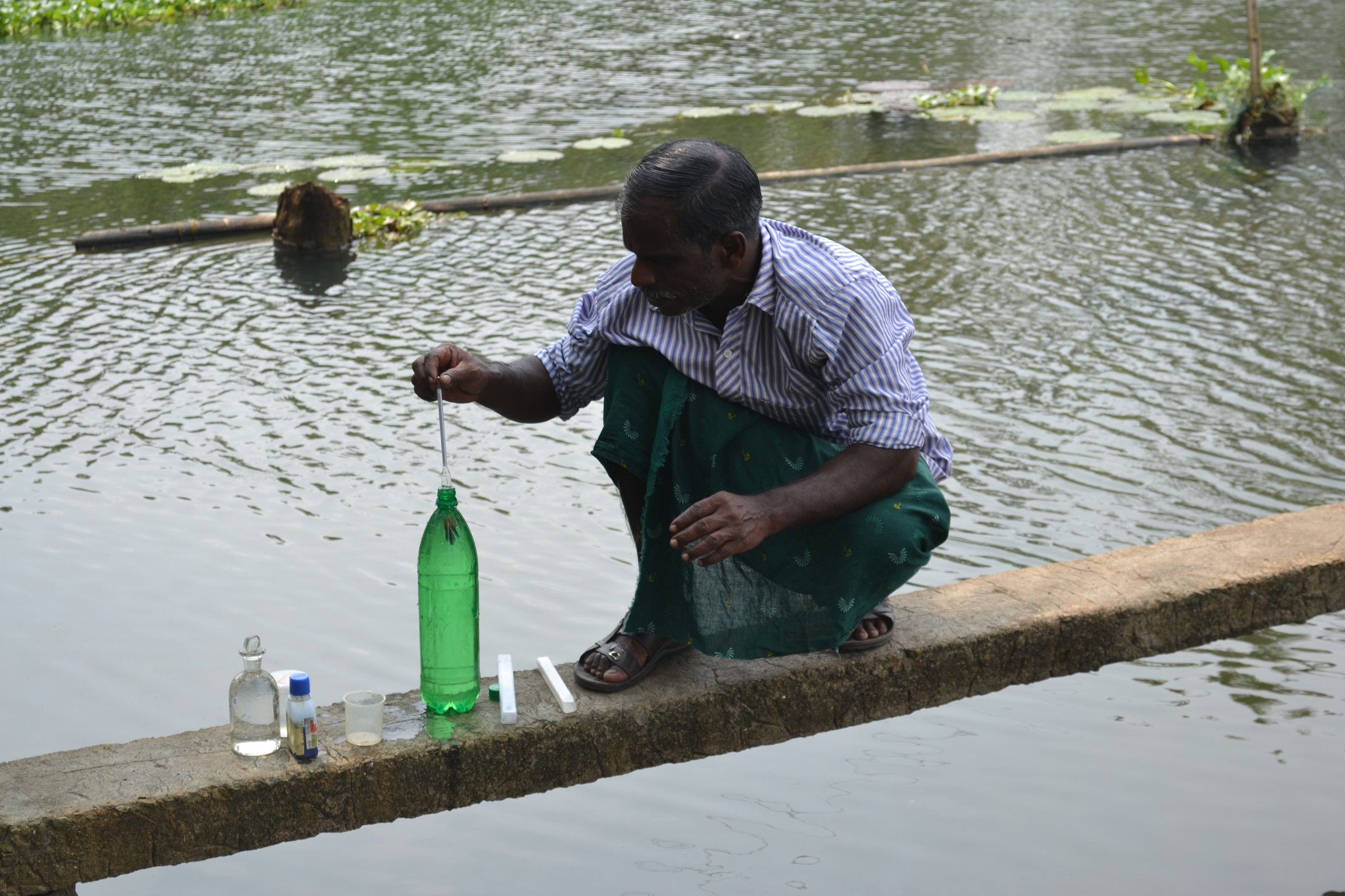 Washing the Fishing Net at Thevara, Cochin, Kerala, India