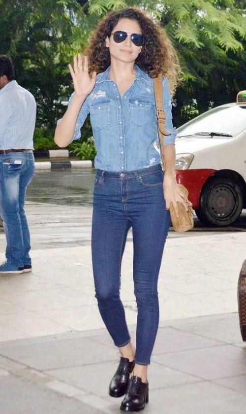 Shop casual, day, kanganaranaut, jeans, outfit, top on SeenIt - 14258