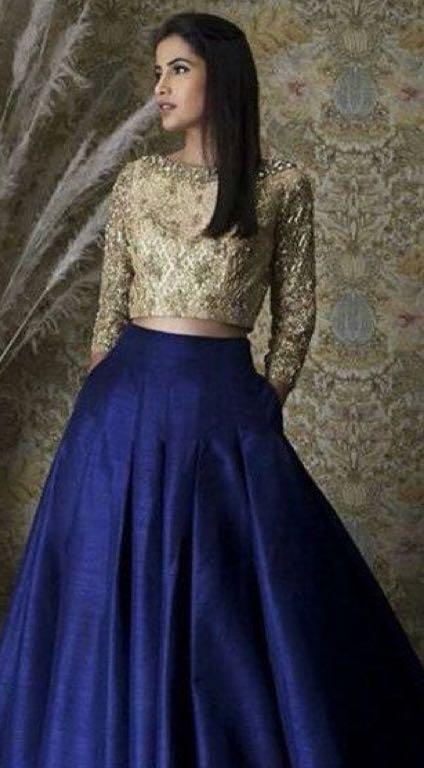 crop top and long skirt dress