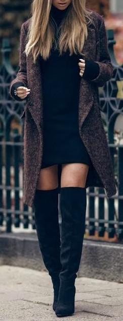 short dress with long boots