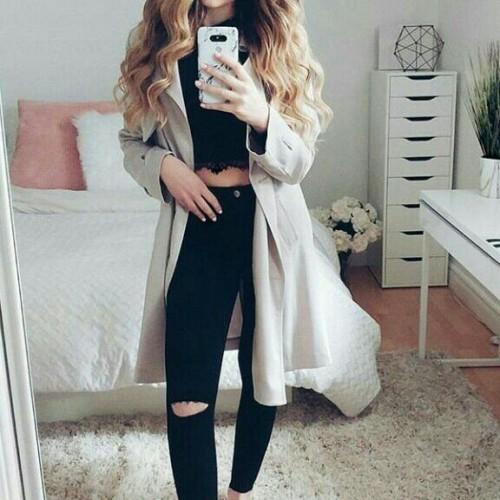 black ripped jeans and crop top