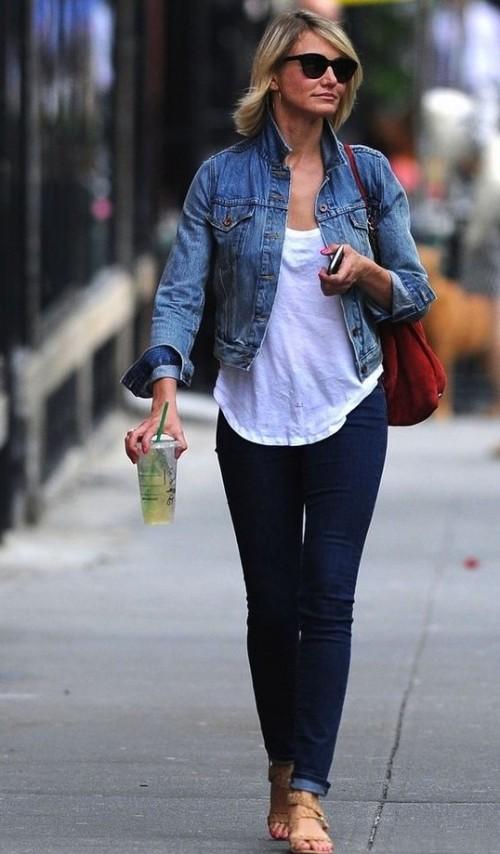 tank top with denim jacket