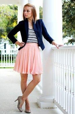 pink and navy outfit