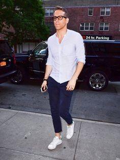 white shirt blue pant white shoes