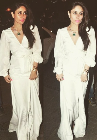 I'm looking for a similar white wrap maxi dress that Kareena Kapoor is wearing - SeenIt